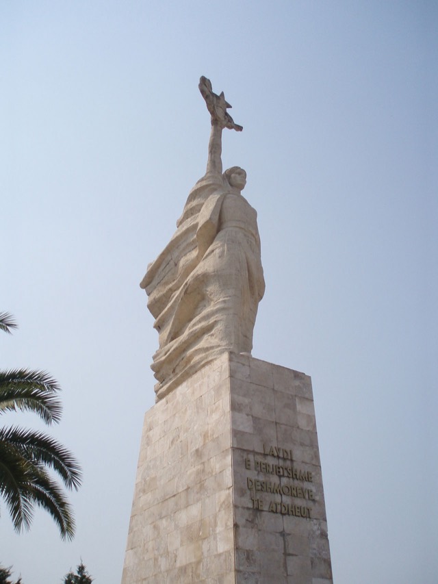 Mother Albania . The partisan monument and graveyard on the outskirts of Tirana , Albania .